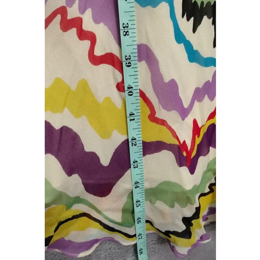 Anthropologie C Keer Womens Dress Size 4 Abstract Designer Silk Sheer Ruffle VNT - Picture 4 of 10